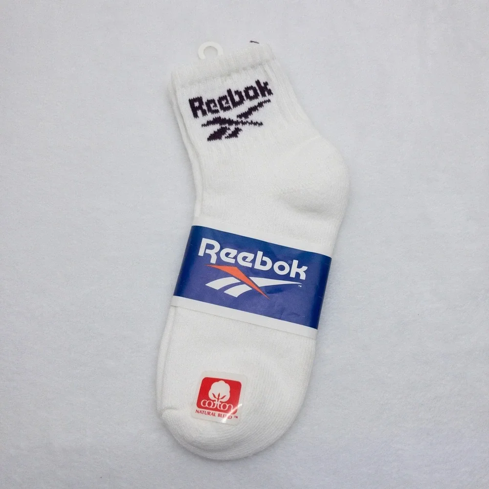 Vintage Reebok Socks Womens Size 9-11 White Quarter Ankle Cotton Blend USA Made
